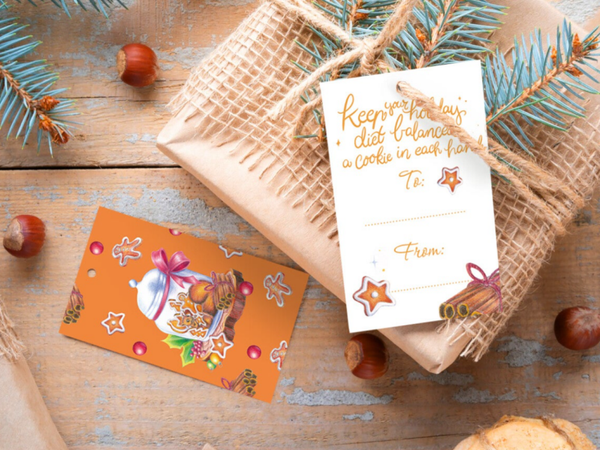 Kerst kado tag Eekhoorn met speculaas mannetjes