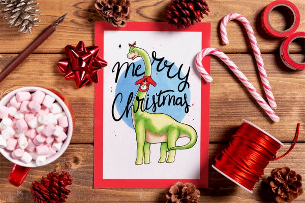 Merry Christmas dino kaart