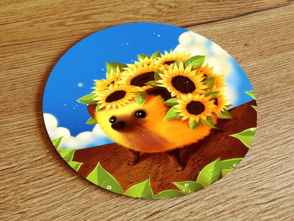 Muismat rond Zonnebloem egel computer accessoire