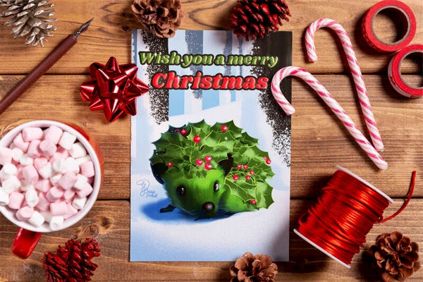 Wish you a merry Christmas kerst egel kaart