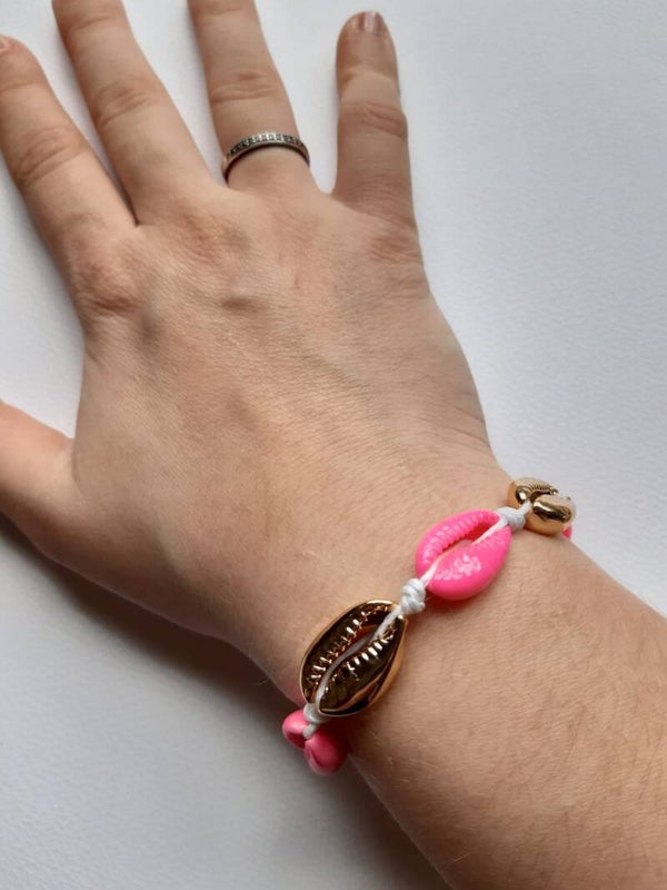 Schelpenbandje Manon - Roze&goud