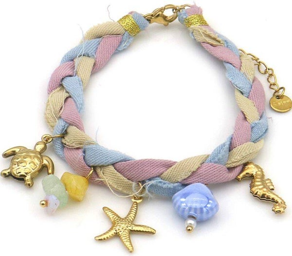 Armband Leentje - Roze/Blauw/Geel