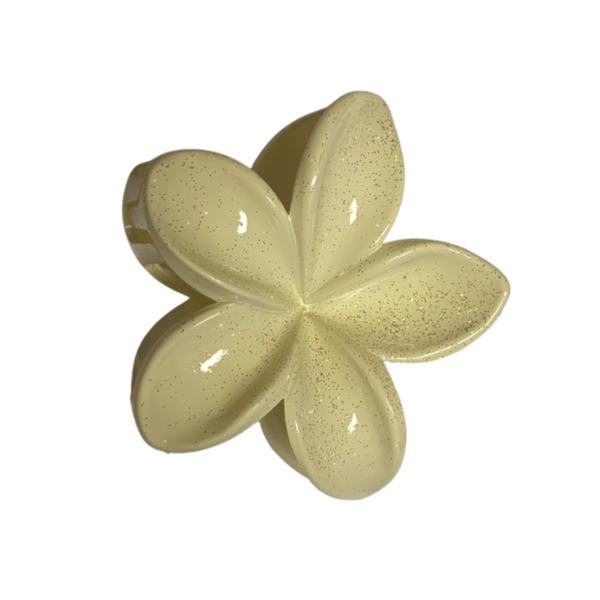 Haarclip Bloem Glitter - Creme