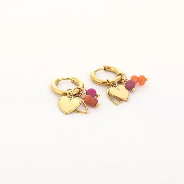 Oorbellen Emilia - Goud - Oranje/Paars