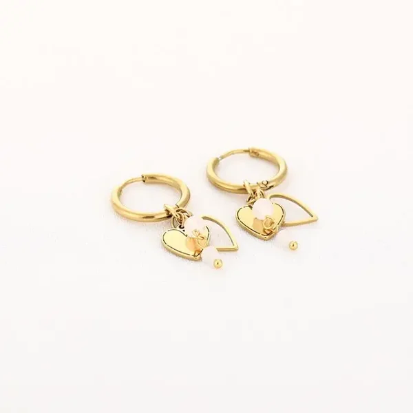 Oorbellen Emilia - Goud - Wit