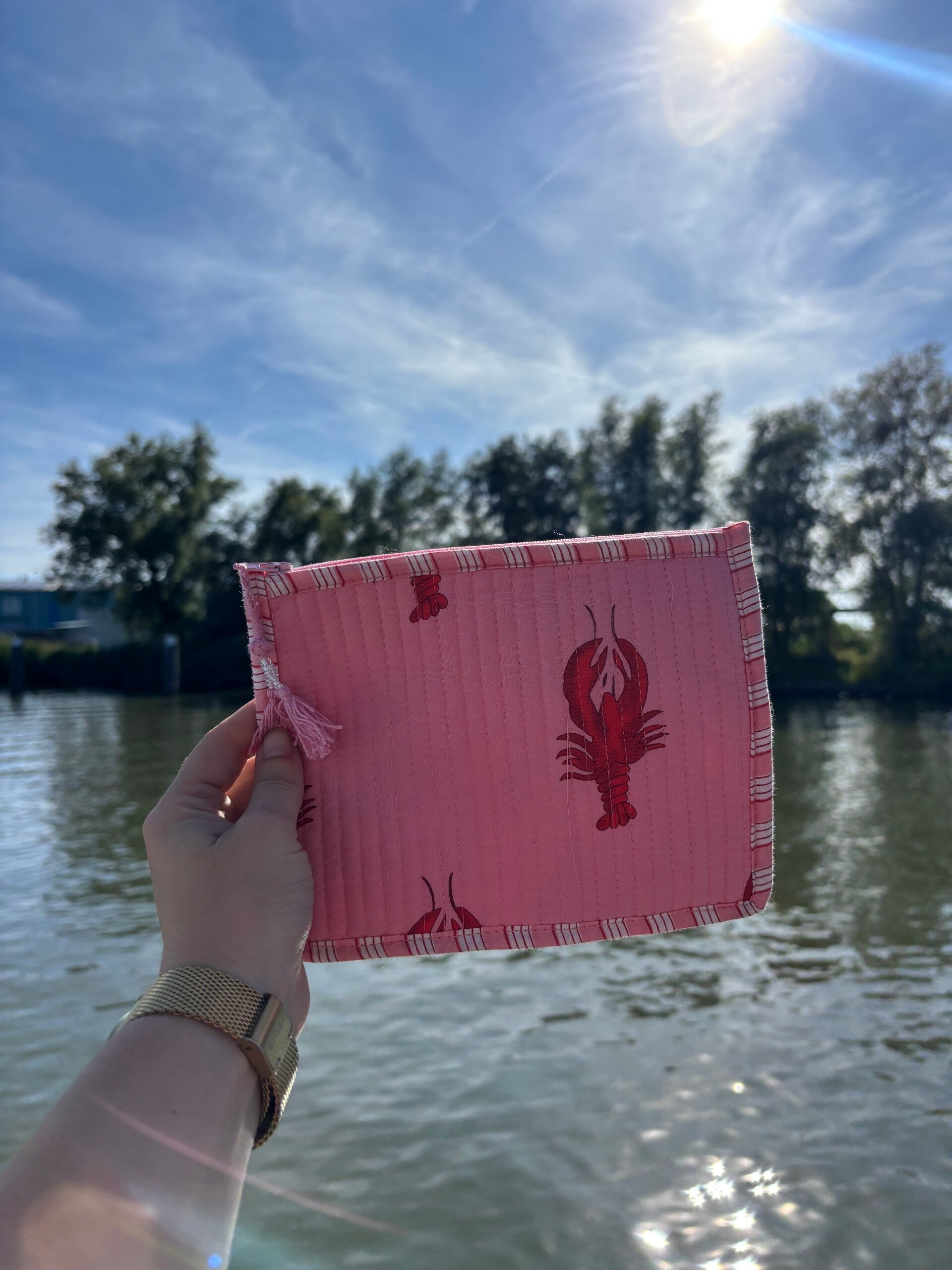 Toilettasje Guusje - Roze met kreeftjes