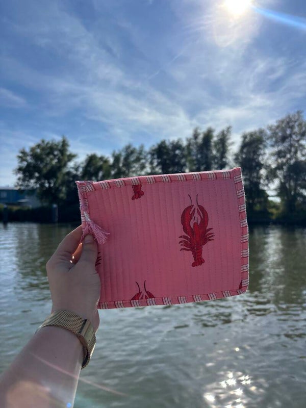 Toilettasje Guusje - Roze met kreeftjes