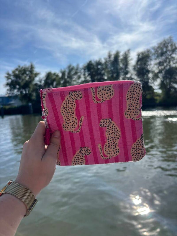 Toilettasje Guusje - Donkerroze Panter