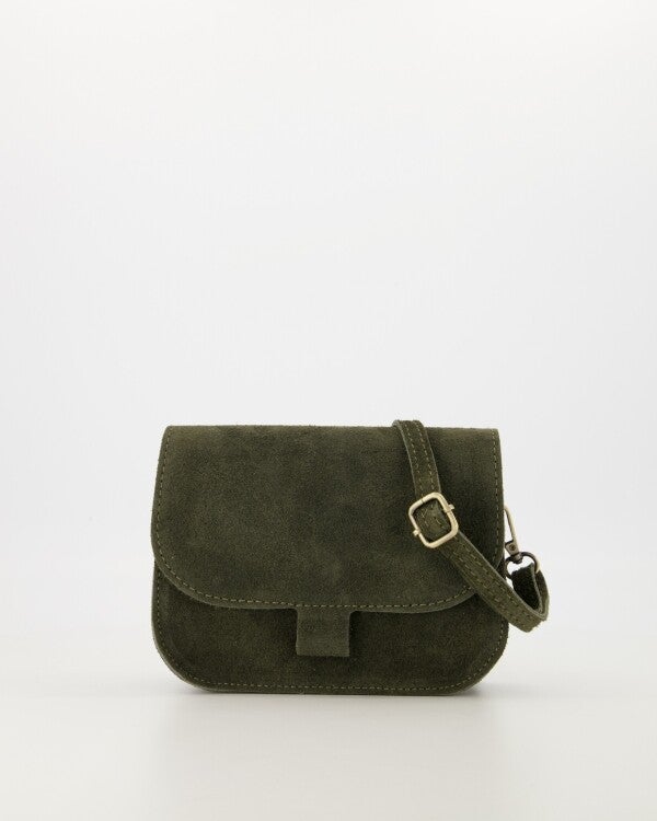 Tas Flora - Armygreen - Suede Leer