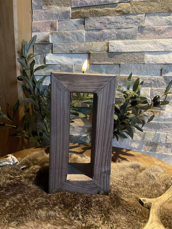Houten waxinelicht houder rechthoek groot (23cm)