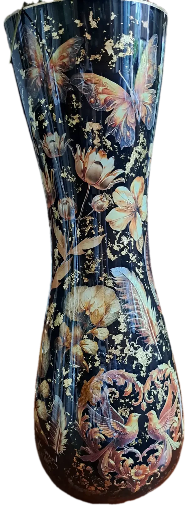 José ‘Obsidian & Gold’ – Monumentale XL Vloervaas (65cm)