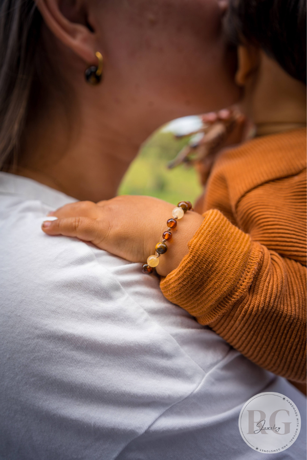 Armband Barnsteen | Citrien | Tijgeroog: Positieve Energie & Aardende Kracht