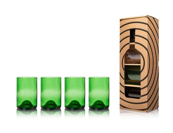 Rebottled Drinkglazen 4 stuks in een doos, groen