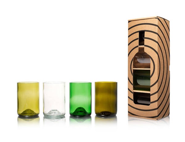 Rebottled Drinkglazen 4 stuks in een doos, gemengde kleuren