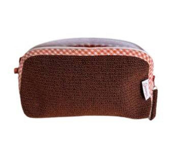 Compacte handgemaakte make-up etui bruin