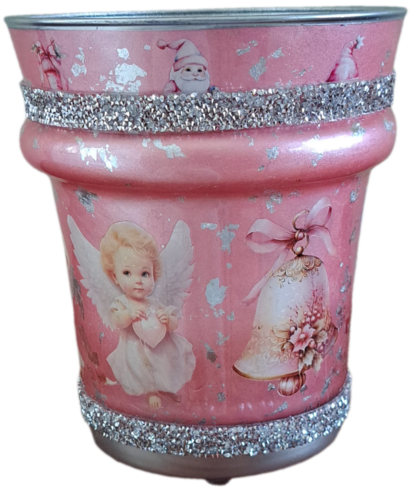 Handgemaakte Kerstvaas Rosé & Zilver