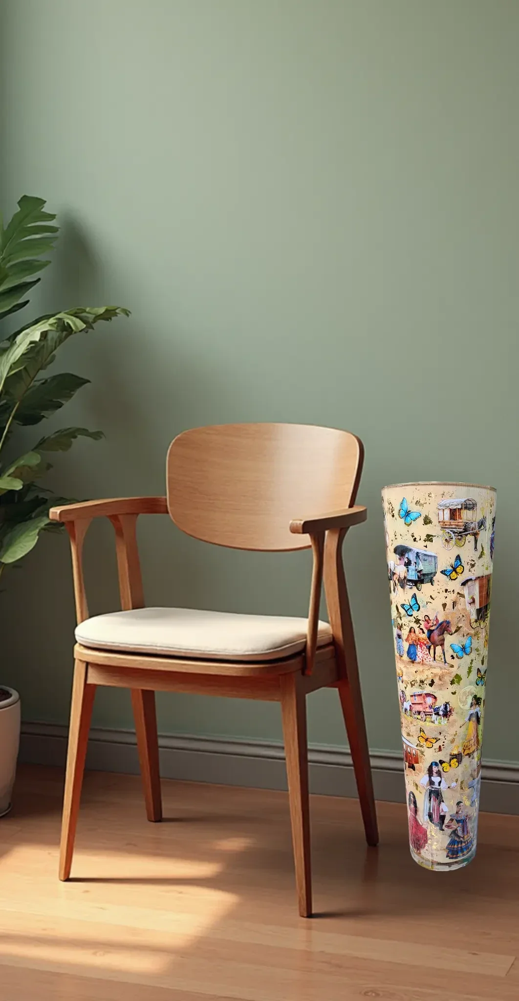 XL Vloervaas Folklore (72cm) – Handgemaakt Upcycled Meesterwerk van José