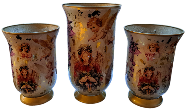 Luxe Set van 3 Handgemaakte Kerstvazen