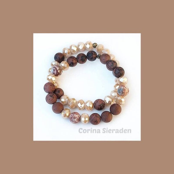 Bijzondere armbanden set van mahogany obsidiaan