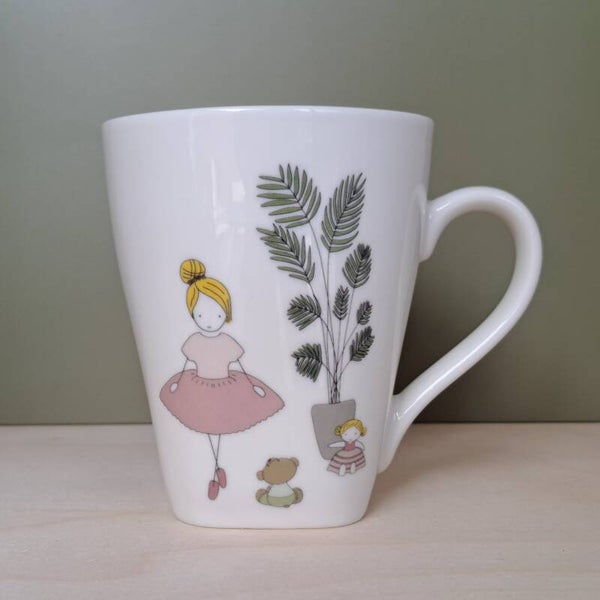 Mok - ballerina meisje met plantjes