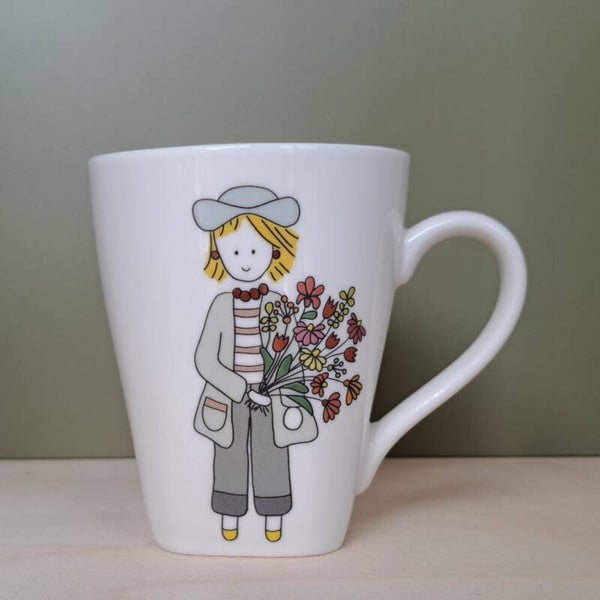 Mok - meisje met boeket