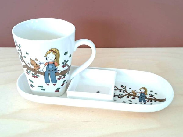 Theeset - meisje in de kersenboom