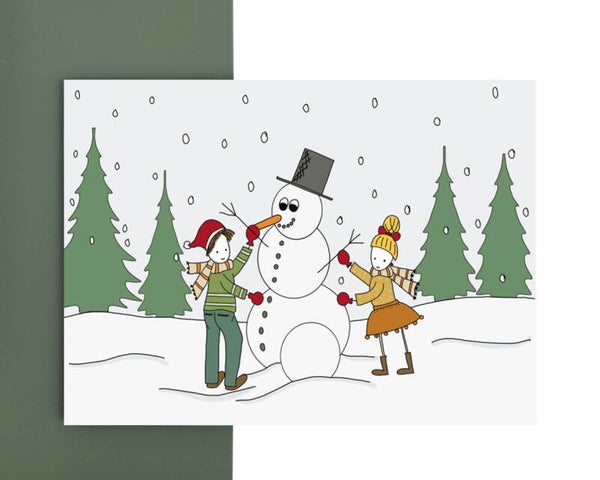 kerstkaart - sneeuwman maken