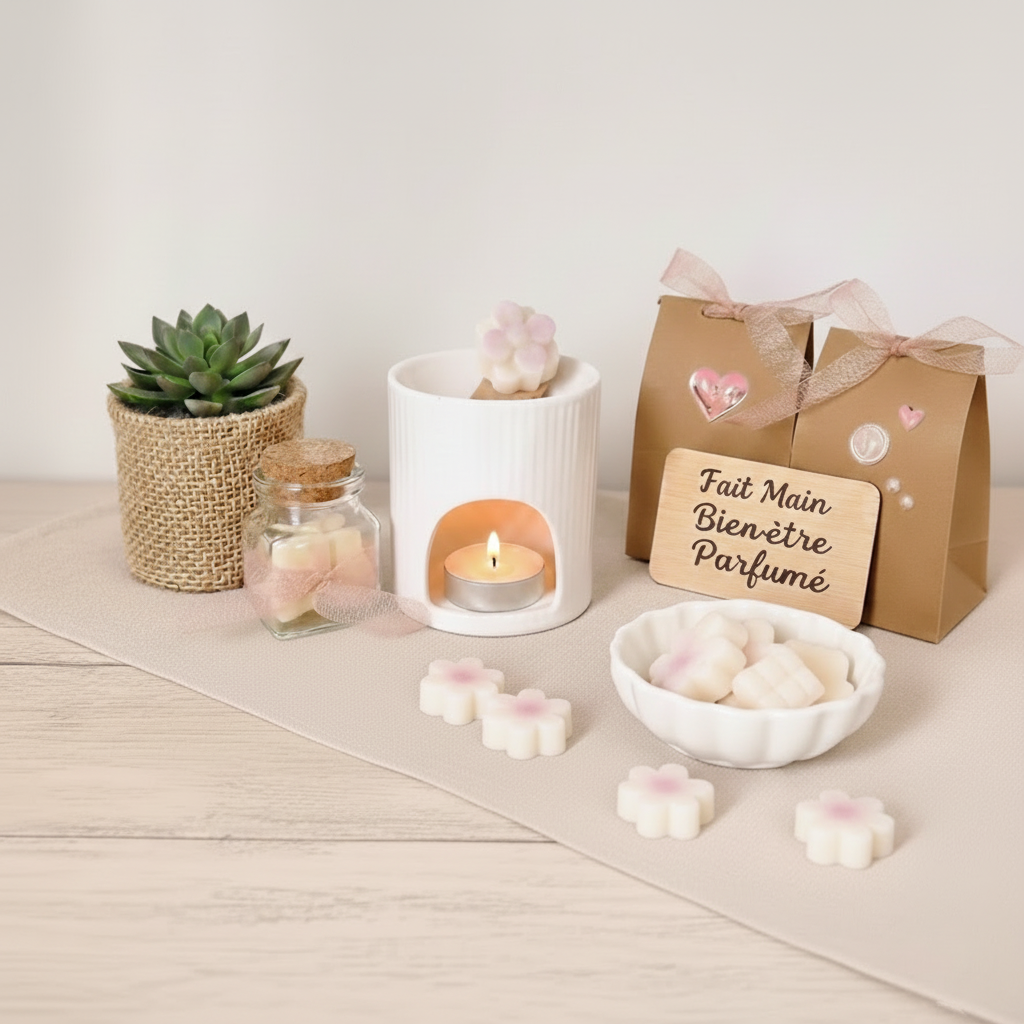 Coffret fondants parfumés Floraux avec brûle-parfum