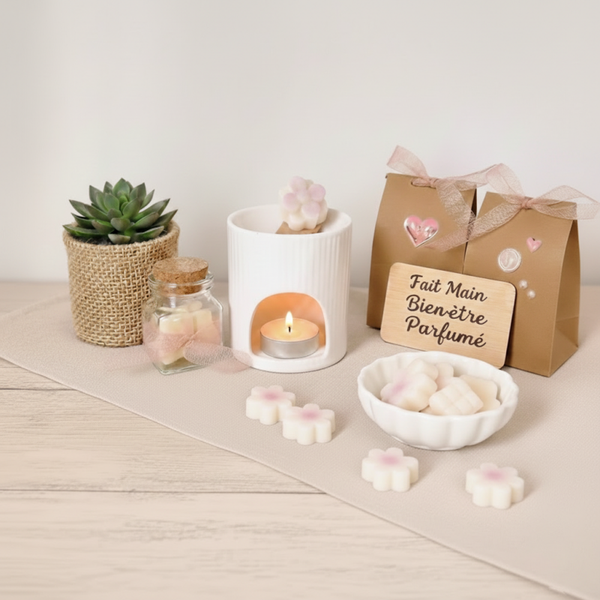 Coffret fondants parfumés Floraux avec brûle-parfum