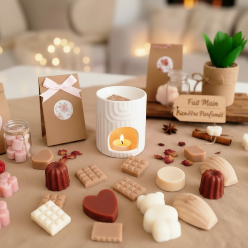 Coffret fondants parfumés gourmands avec brûle‑parfum