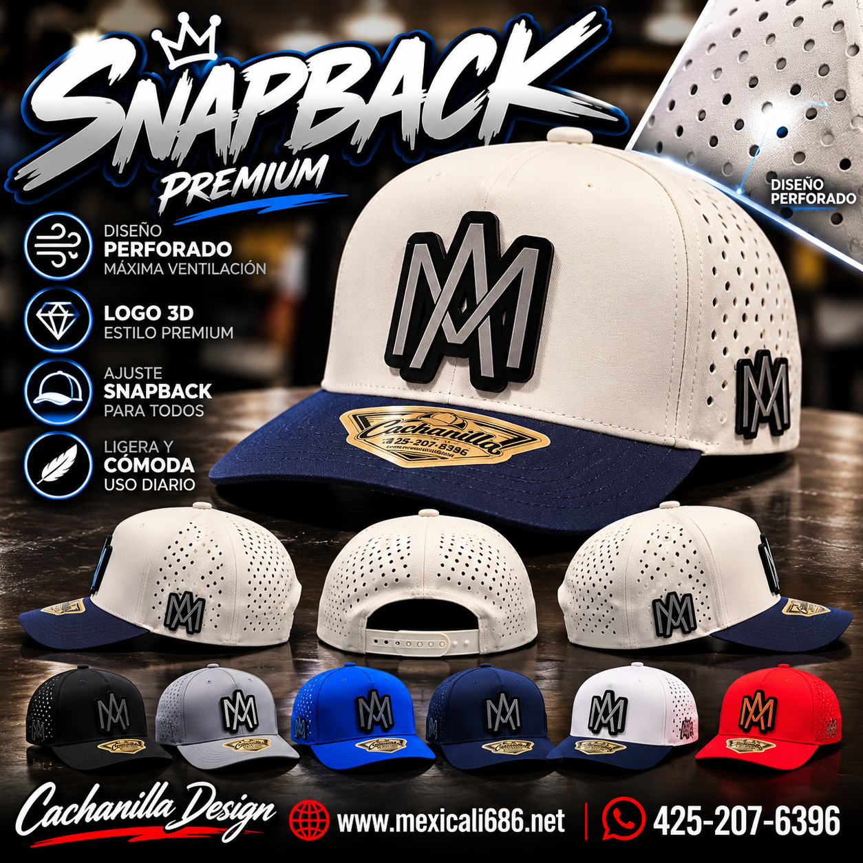 Gorra AM Blanca con Negro