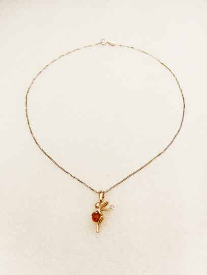 Collier en Ambre et argent 925 " Fée".