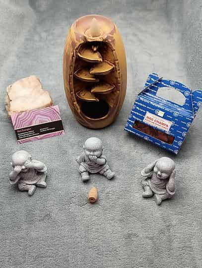 Fontaine à encens cascade Backflow marron + encens