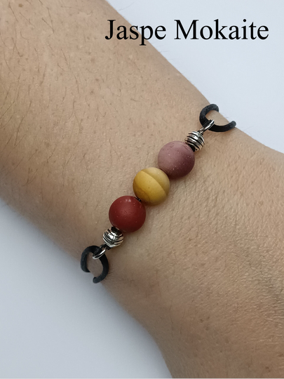 Bracelets ajustables en pierres naturelles, 3 perles.