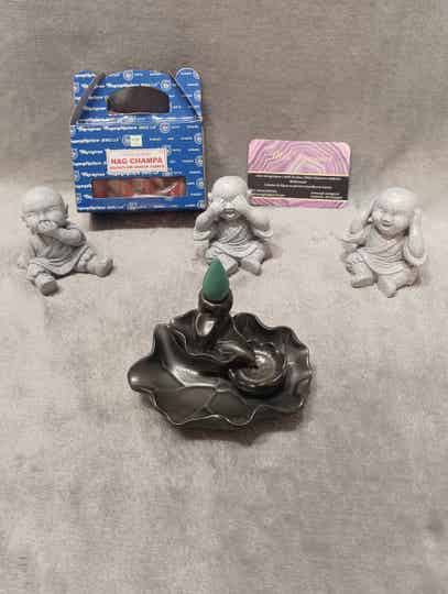 Fontaine à encens cascade Backflow lotus dans l'étang + encens