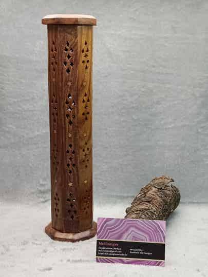 Tour octogonale portes encens en bois pour bâtons et cônes