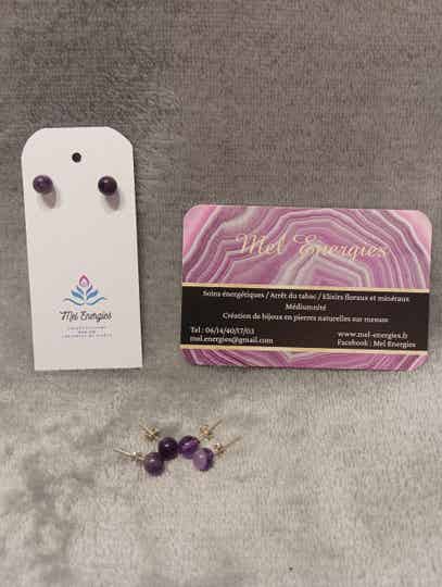 Boucles d'oreilles une perle d'améthyste et argent 925