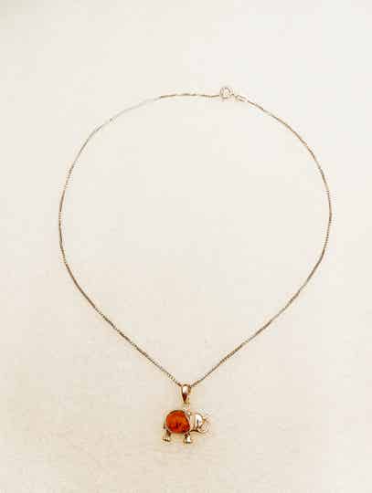 Collier en Ambre et argent 925 " Eléphant".