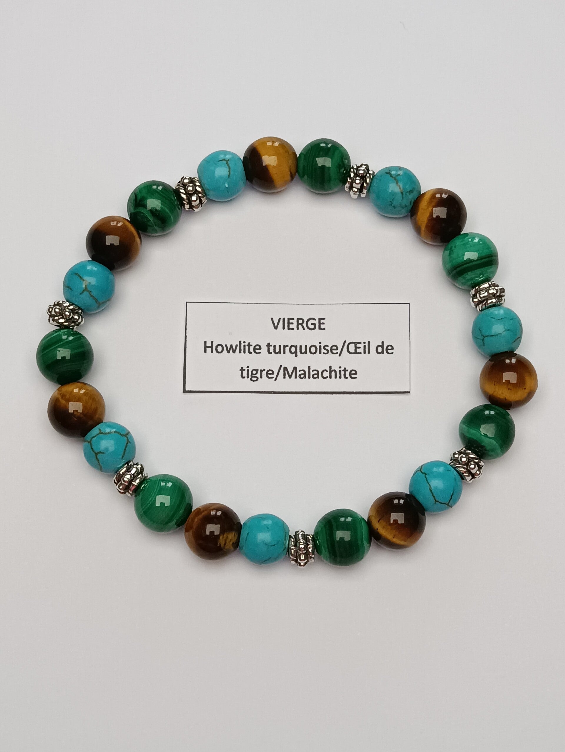 Bracciale In Pietre Naturali Amazonite Brillante 8mm E Argento - Kirei Paris Bijoux - Fatto A Mano - Lunga Vita