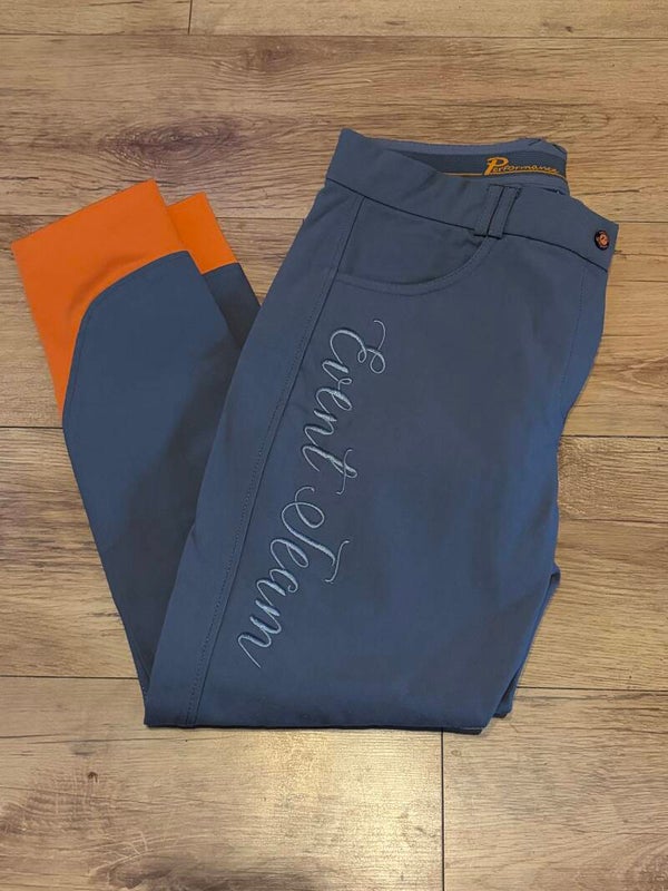 34” (uk 16) Grey/Orange Shires Performance Event Team Breeches