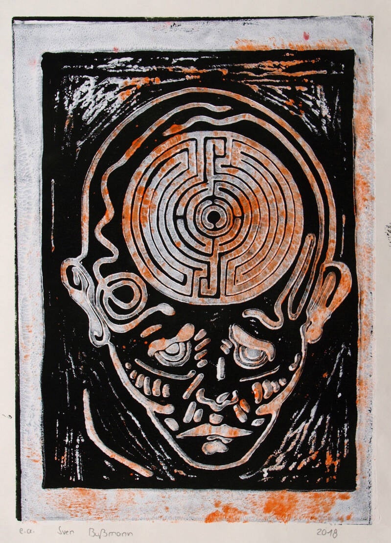 Depression Linol Druck