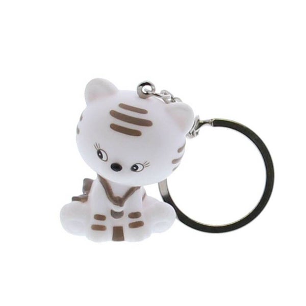 Kat Kitty sleutelhanger wit