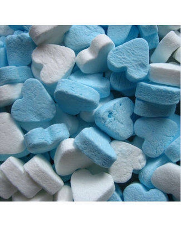 Dextrosehartjes blauw wit