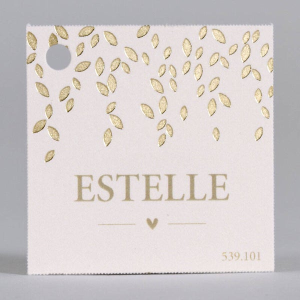 Roze suikerkaartje met blaadjes in goudfolie (539.101)