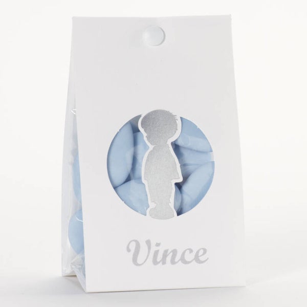 Snoepzakje wit met silhouet jongen (745.006)