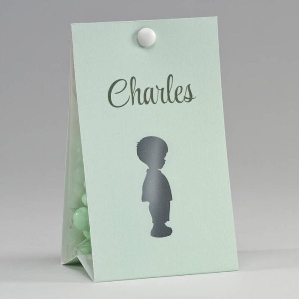 Snoepzakwikkel munt met silhouet jongen (747.091)