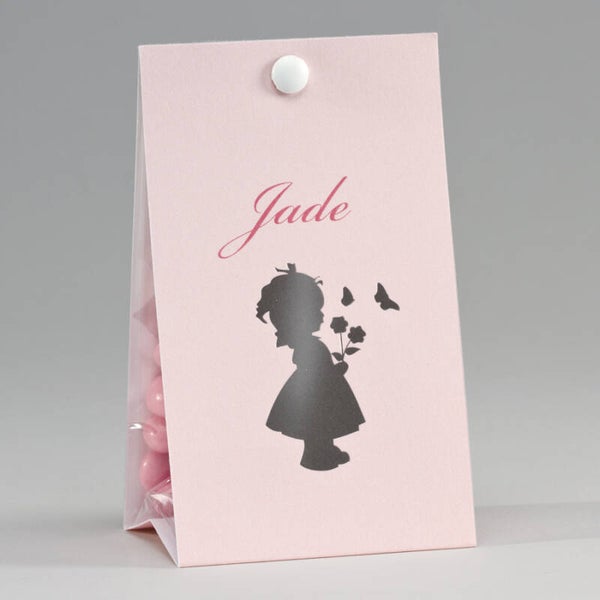 Snoepzakwikkel met silhouet meisje roze (747.092)