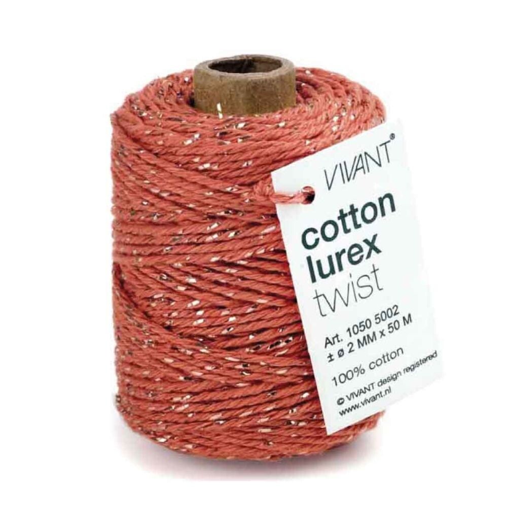 Terracotta touw met gouden accent