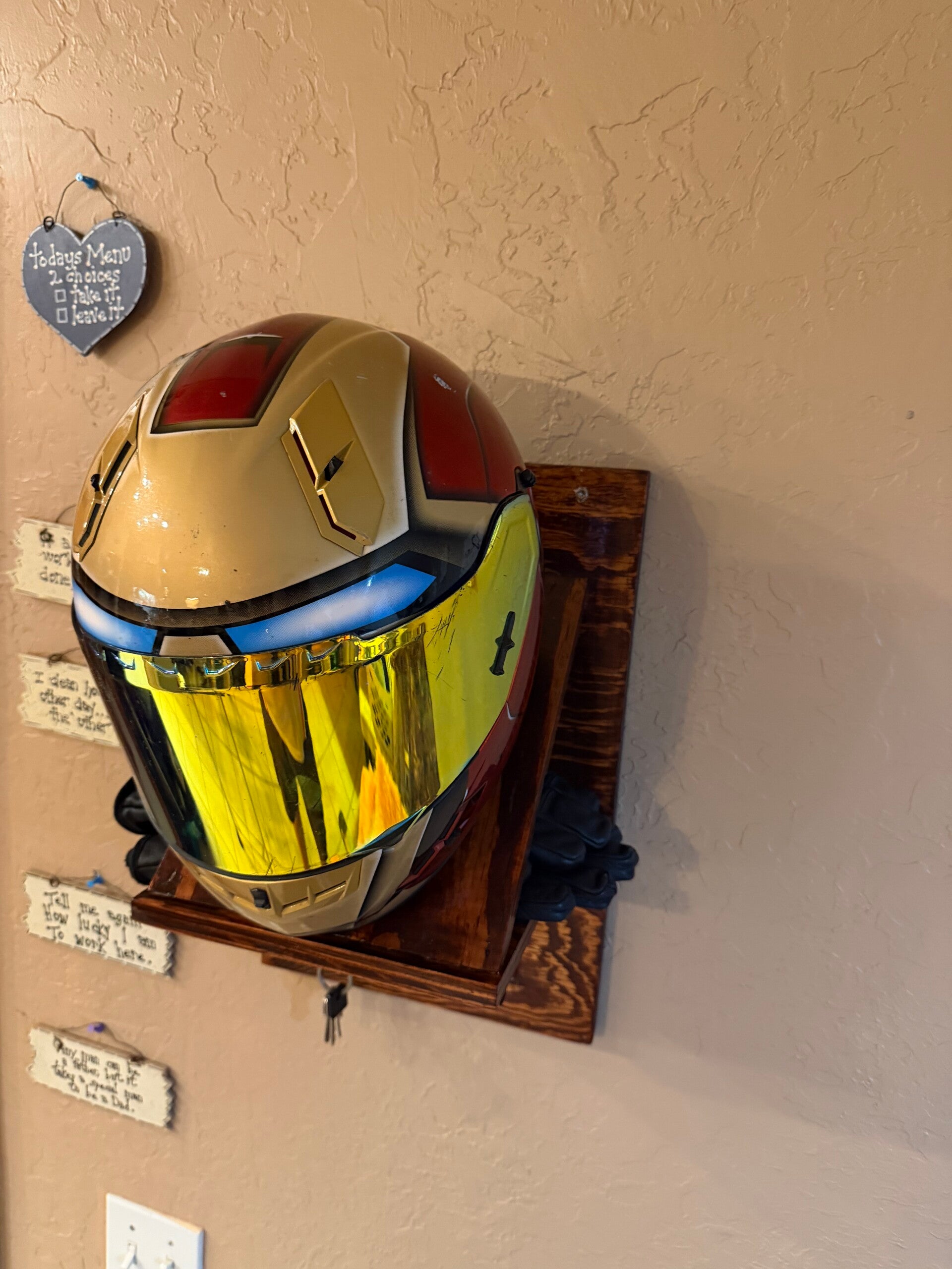 Motorcycle Helmet and Gloves Rack