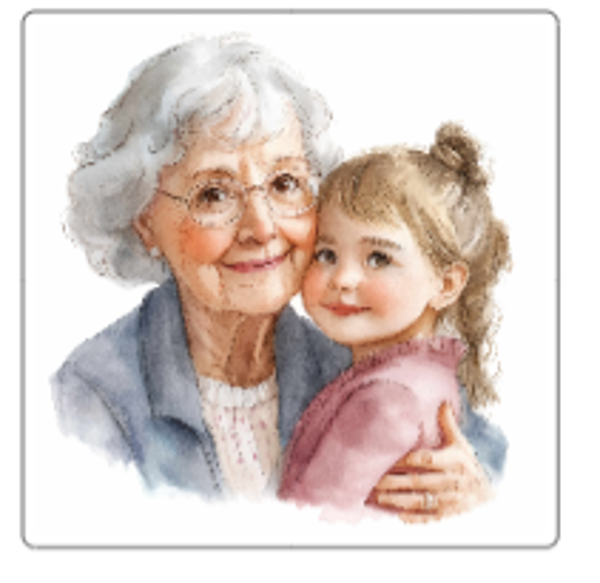 Diecut bestemor grå